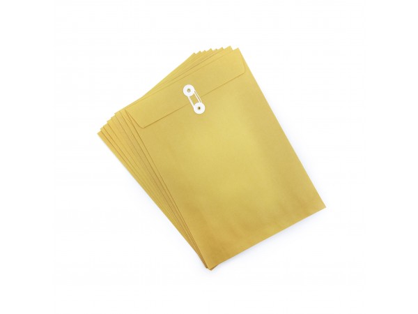 Envelope Gold Kraft with eyelet without broad base A4 (10 Per Pack)