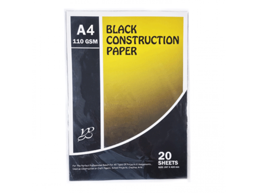 Black Construction Paper A4 110gsm - 20s Per Pack