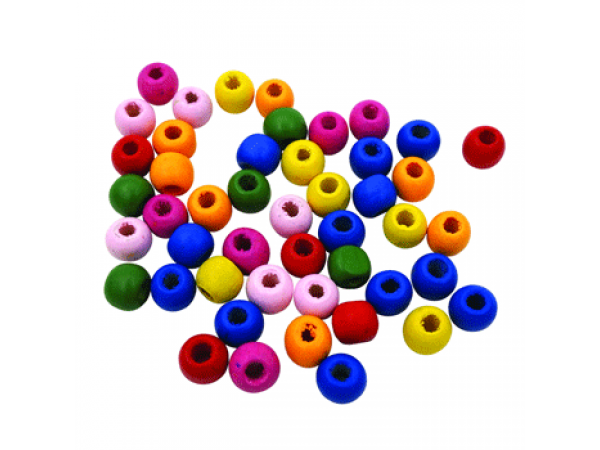 Wooden Beads Mix Colour - 50 Per Pack