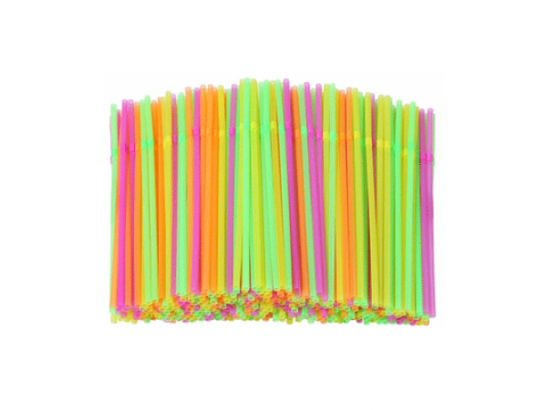Straw Flexible Mix Colour - 100s Per Pack