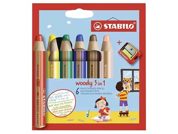 STABILO Woody 3 in 1 6pcs with Sharpener