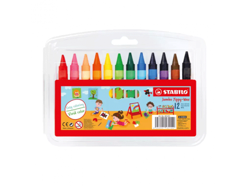 Stabilo Yippy Jumbo Wax Crayon 12 colour 2812JPL