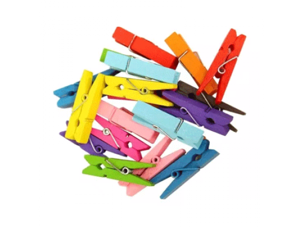 Wooden Pegs Colour Small - 20s Per Pack