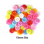 Plastic Button 13mm Mix Colour - 100s Per Pack