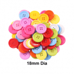 Plastic Button 18mm Mix Colour - 100s Per Pack