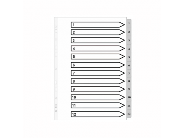 1 to 12 Gray Plastic Divider A4