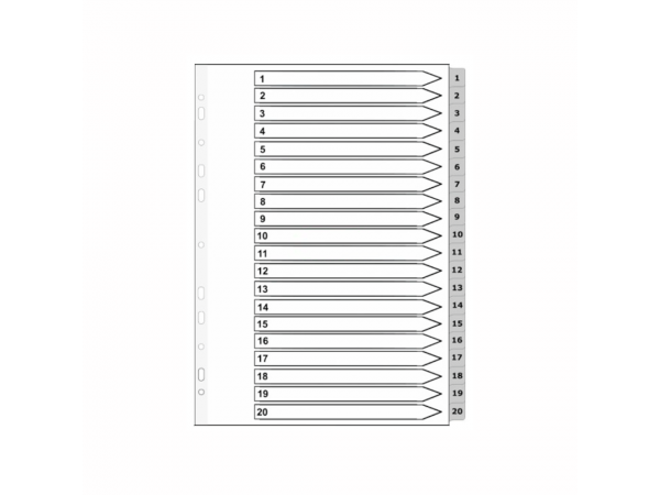 1 to 20 Gray Plastic Divider A4