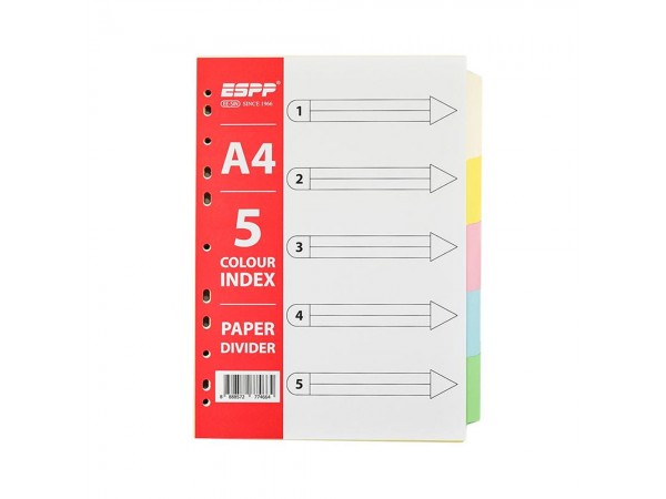 5 Colour Paper Divider A4 - 10 Set Pack