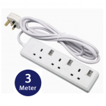 Extension Socket With 3 Way 3 Pin x 3 Meter