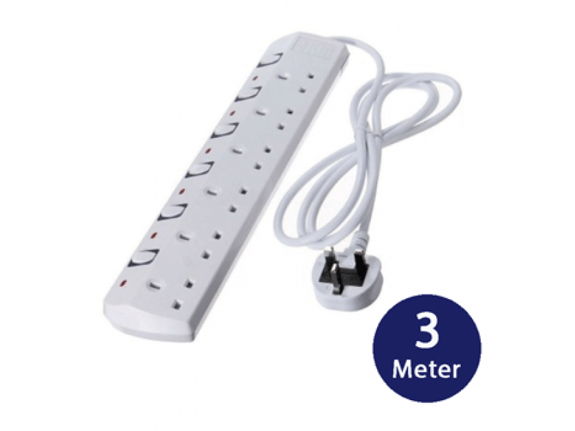 Extension Socket With 5 Way 3 Pin x 3 Meter