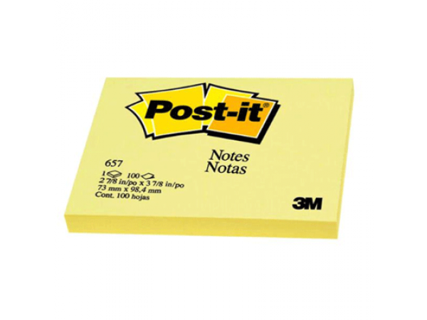 3M Post-It-Pad 100 x 75mm 657 Yellow