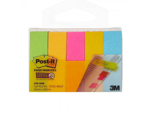 3M Post-It Pagemarkers 670-5AN Assorted Neon