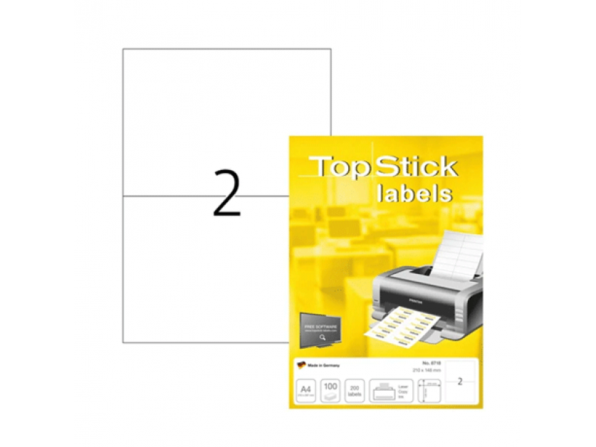 Top Stick White Labels 210 x 148mm 8718