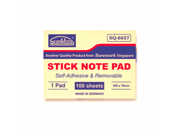 Suremark Stick Note Pad 100 x 75mm SQ6657