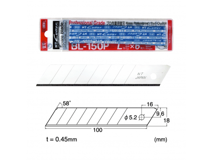 NT Cutter Spare Blades BL-150P (6 Per Pack)