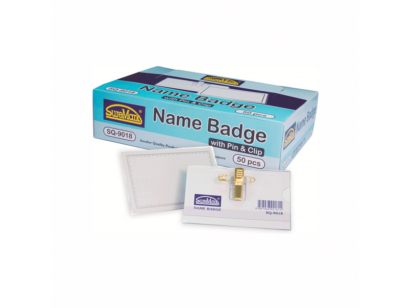 Suremark Name Badge with Safety Pin and Clip SQ 9018