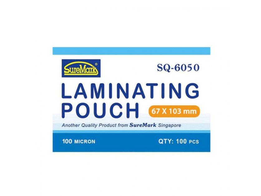 Suremark Laminating Pouch 67 x 103mm x 100 Microns SQ6050 Card