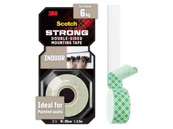 3M Scotch Indoor Double-Sided Mounting Tape (25mm x 1.5m)
