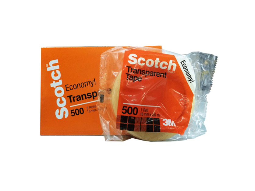3M Scotch Transparent Tape 18mm x 66m (3/4 Inch) 500