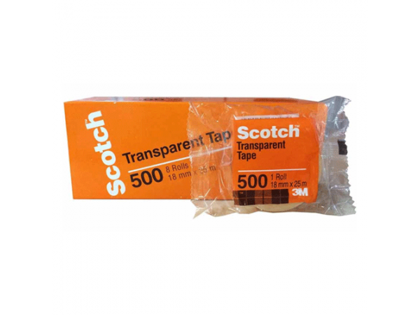 3M Scotch Transparent Tape 18mm x 25m (3/4 Inch) 500
